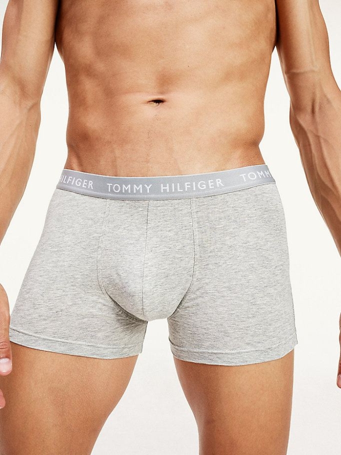 Tommy Hilfiger 3-Pack Essential Logo Waistband Trunks Unterwäsche Herren Weiß Grau Weiß Schwarz | AT647ABLR