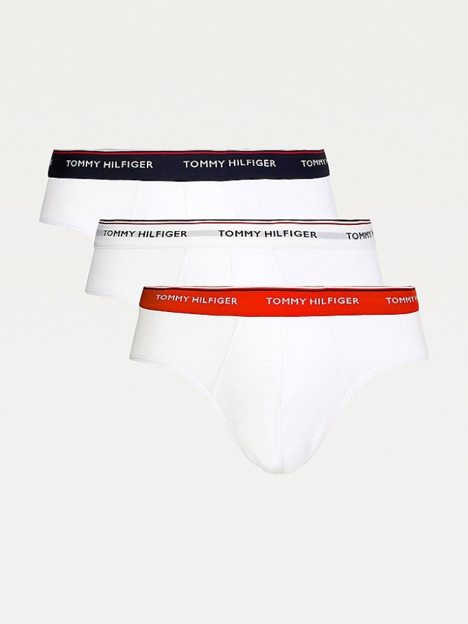 Tommy Hilfiger 3-Pack Logo Waistband Briefs Unterwäsche Herren Rot Weiß | AT354PXAS