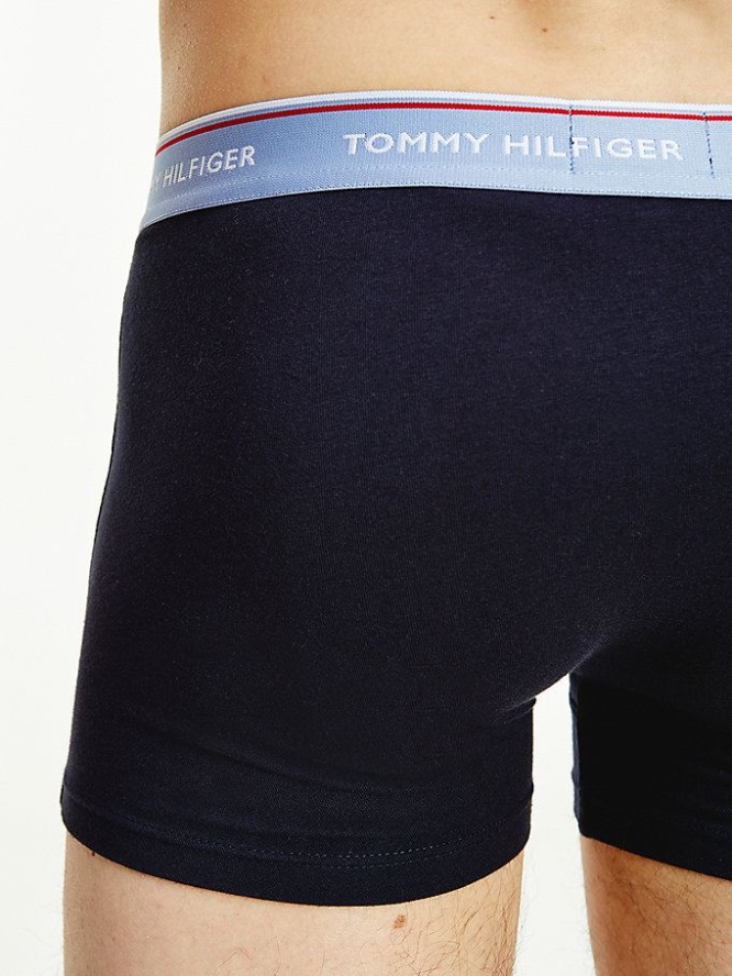 Tommy Hilfiger 3-Pack Organic Baumwoll Trunks Unterwäsche Herren Blau Mintfarben Türkis | AT056XUBT