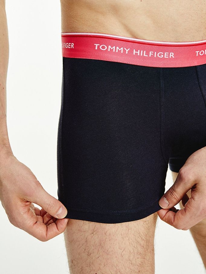 Tommy Hilfiger 3-Pack Organic Baumwoll Trunks Unterwäsche Herren Dunkelblau | AT258MXBK