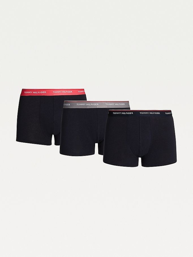 Tommy Hilfiger 3-Pack Organic Baumwoll Trunks Unterwäsche Herren Dunkelblau | AT258MXBK