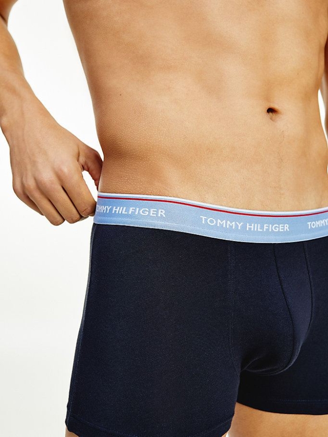 Tommy Hilfiger 3-Pack Organic Baumwoll Trunks Unterwäsche Herren Blau Blau | AT920VPLK