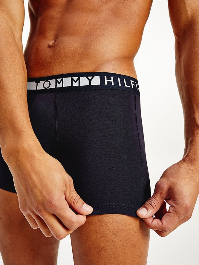 Tommy Hilfiger 3-Pack Statement Waistband Trunks Unterwäsche Herren Dunkelblau | AT146ASDX