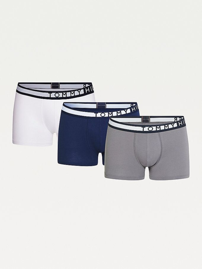 Tommy Hilfiger 3-Pack Statement Waistband Trunks Unterwäsche Herren Weiß Navy | AT206QJMS