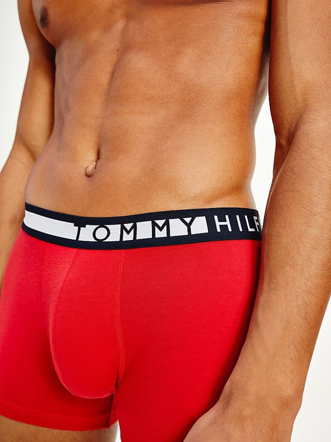 Tommy Hilfiger 3-Pack Statement Waistband Trunks Unterwäsche Herren Türkis Rot | AT318RMBX