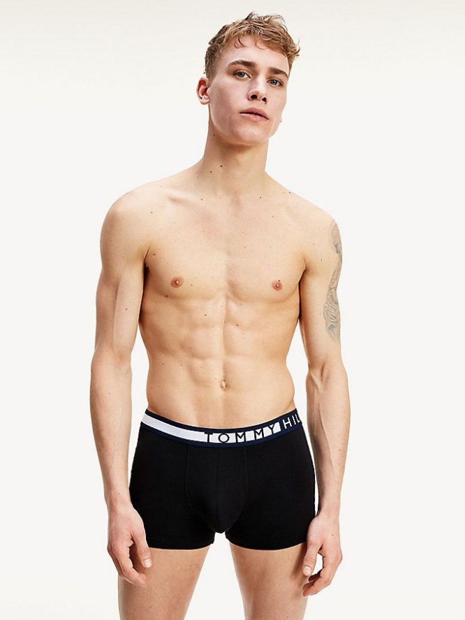 Tommy Hilfiger 3-Pack Statement Waistband Trunks Unterwäsche Herren Schwarz Schwarz | AT359KGCL