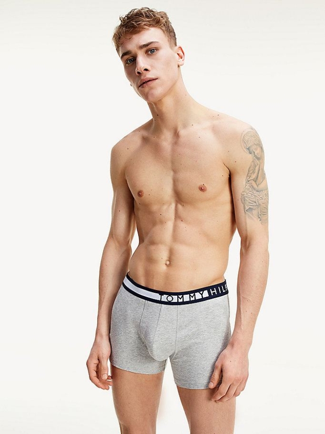 Tommy Hilfiger 3-Pack Statement Waistband Trunks Unterwäsche Herren Schwarz Weiß Grau | AT429UMAN