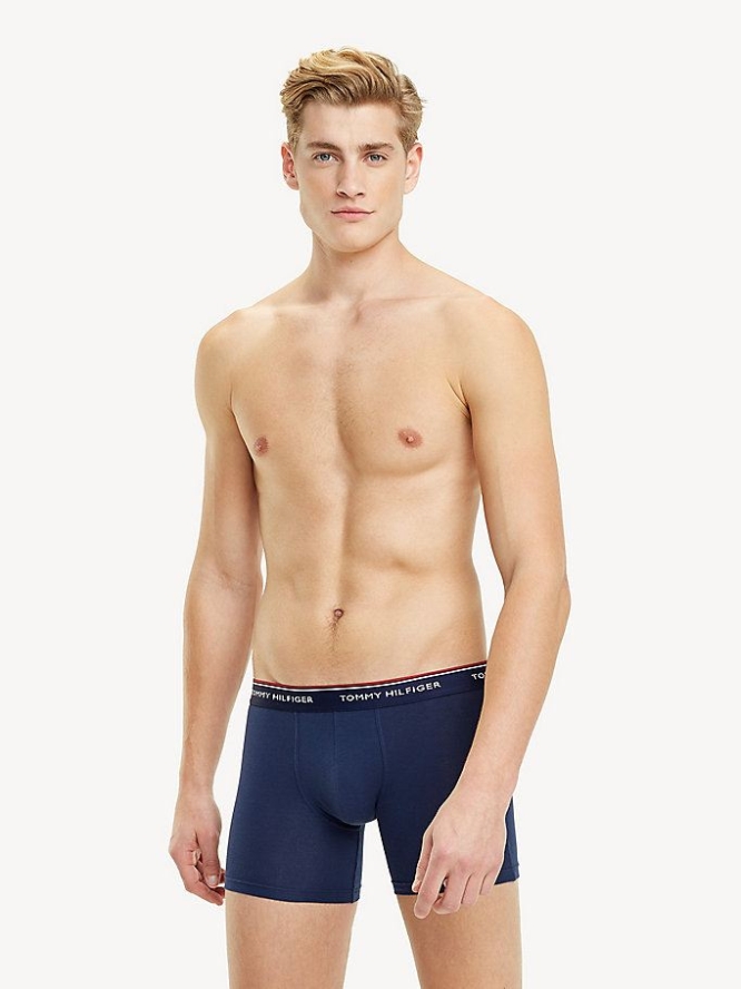 Tommy Hilfiger 3-Pack Stretch Baumwoll Boxer Unterwäsche Herren Navy | AT540HUQB