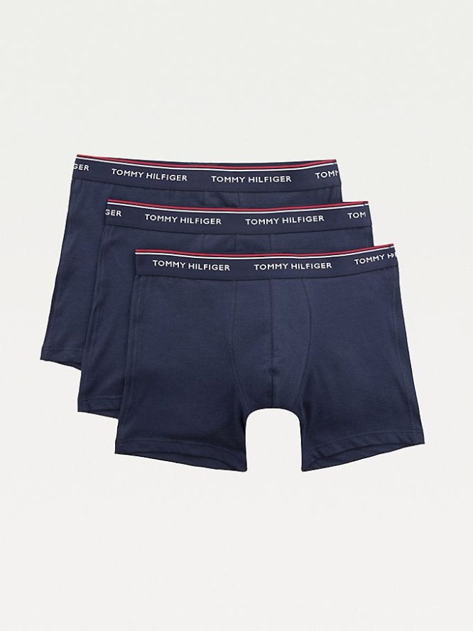 Tommy Hilfiger 3-Pack Stretch Baumwoll Boxer Unterwäsche Herren Navy | AT540HUQB