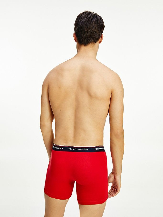 Tommy Hilfiger 3-Pack Stretch Baumwoll Boxer Unterwäsche Herren Rot Blau | AT590IQGJ