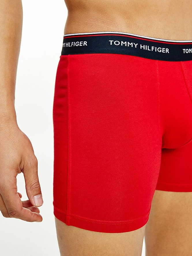 Tommy Hilfiger 3-Pack Stretch Baumwoll Boxer Unterwäsche Herren Rot Blau | AT590IQGJ