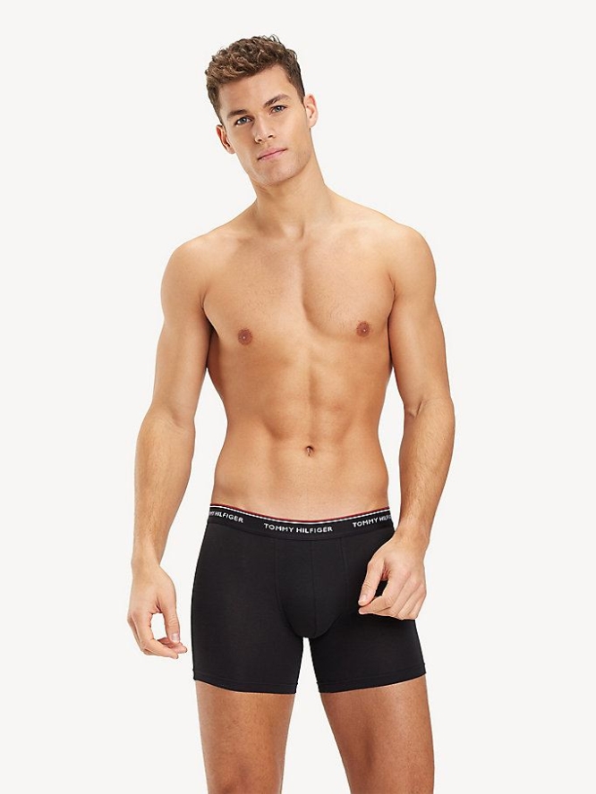 Tommy Hilfiger 3-Pack Stretch Baumwoll Boxer Unterwäsche Herren Schwarz Schwarz | AT807SDRA