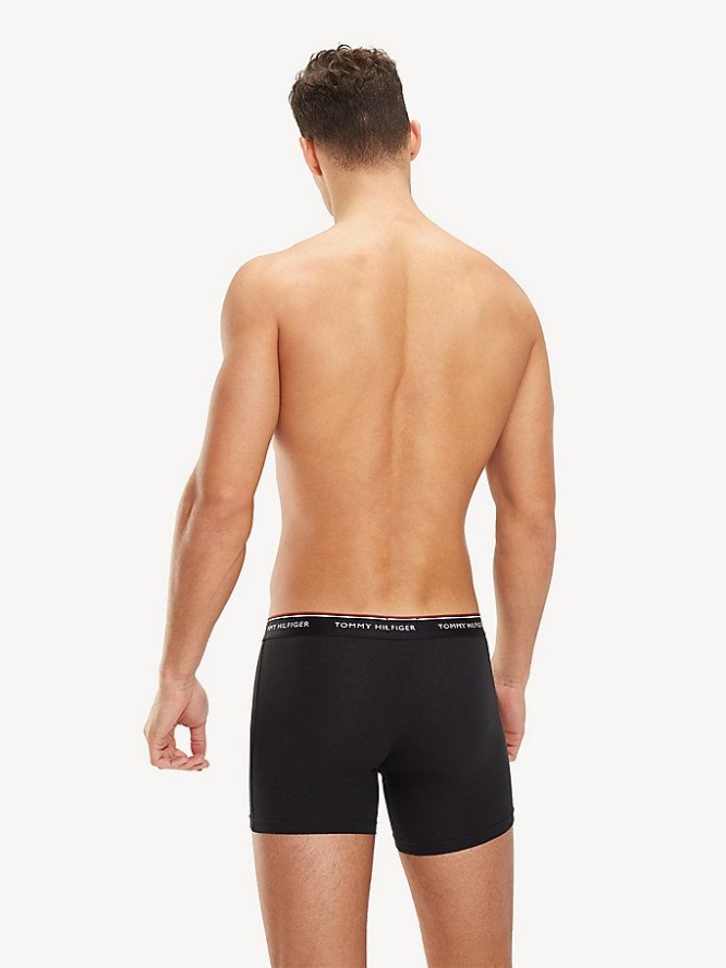 Tommy Hilfiger 3-Pack Stretch Baumwoll Boxer Unterwäsche Herren Schwarz Schwarz | AT807SDRA