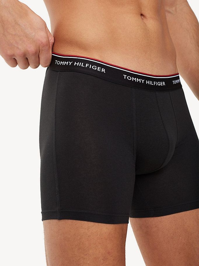 Tommy Hilfiger 3-Pack Stretch Baumwoll Boxer Unterwäsche Herren Schwarz Schwarz | AT807SDRA