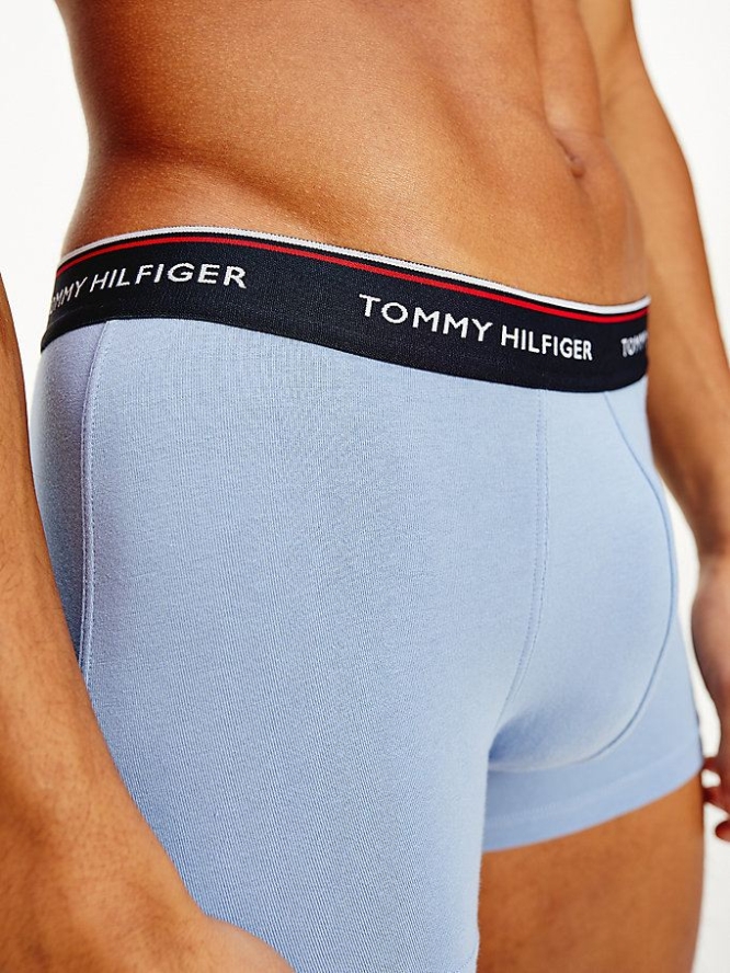 Tommy Hilfiger 3-Pack Stretch Baumwoll Trunks Unterwäsche Herren Gelb Blau Mintfarben | AT169MOKQ