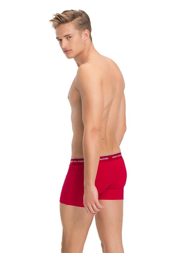 Tommy Hilfiger 3-Pack Stretch Baumwoll Trunks Unterwäsche Herren Weiß Braun Rot Navy | AT345MRLA