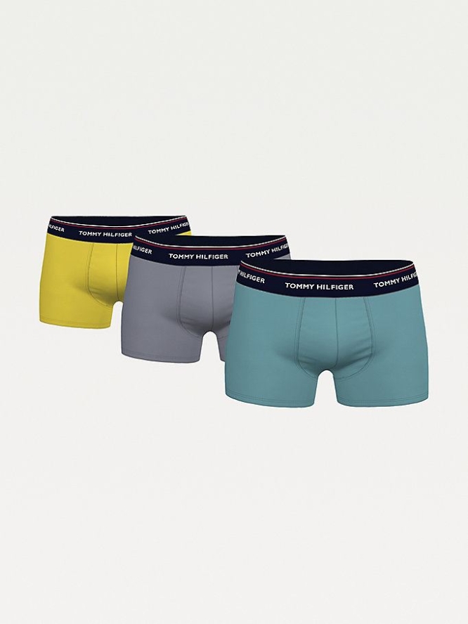 Tommy Hilfiger 3-Pack Stretch Baumwoll Trunks Unterwäsche Herren Gelb Türkis | AT361LPOH