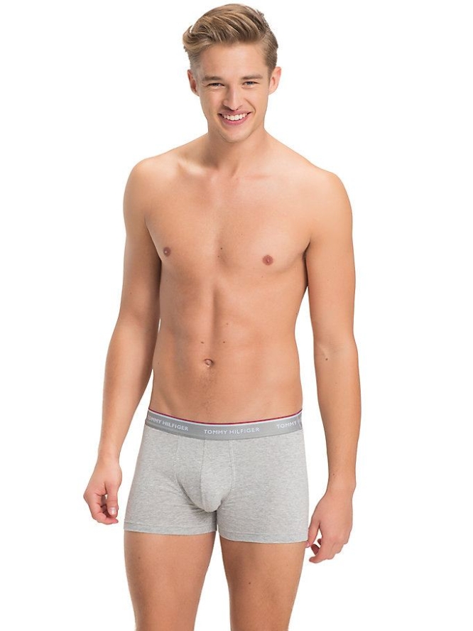 Tommy Hilfiger 3-Pack Stretch Baumwoll Trunks Unterwäsche Herren Schwarz Grau Weiß | AT367ZPDL