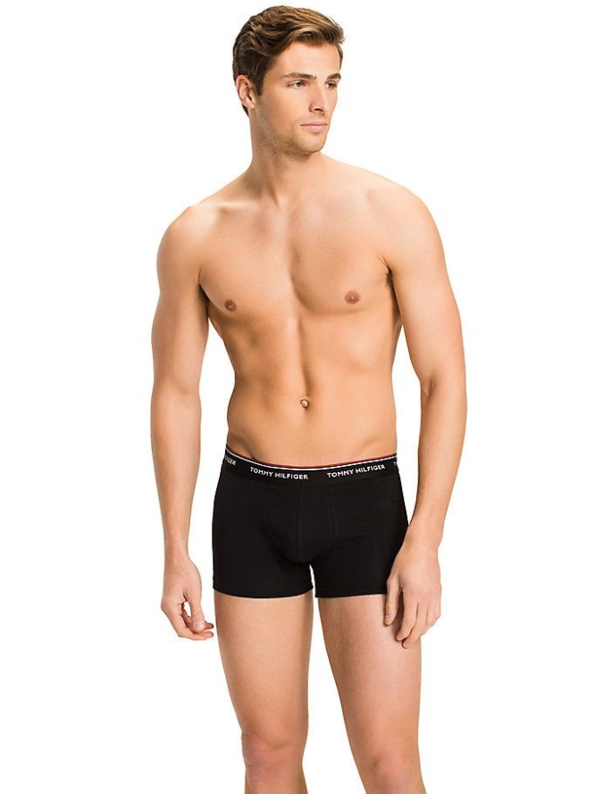 Tommy Hilfiger 3-Pack Stretch Baumwoll Trunks Unterwäsche Herren Schwarz | AT406IHWS