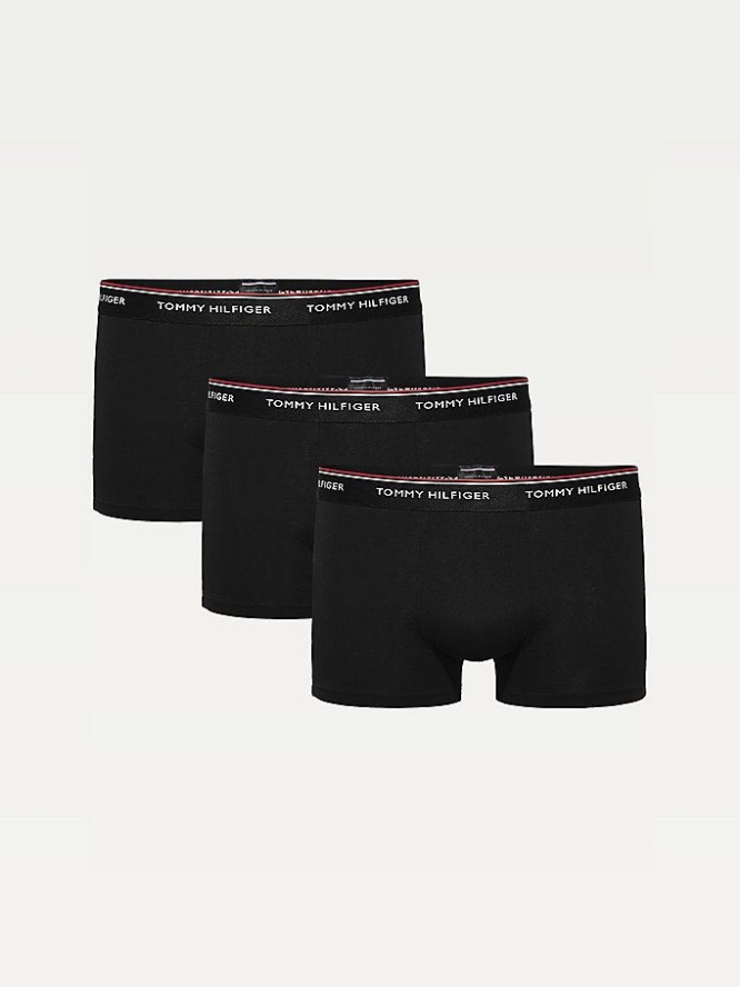 Tommy Hilfiger 3-Pack Stretch Baumwoll Trunks Unterwäsche Herren Schwarz | AT406IHWS