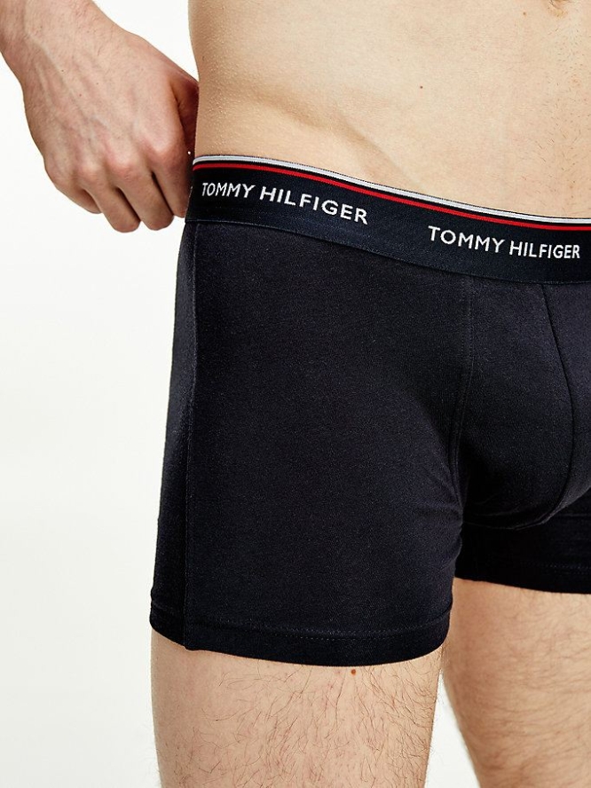 Tommy Hilfiger 3-Pack Stretch Baumwoll Trunks Unterwäsche Herren Blau Grün | AT492JPSO