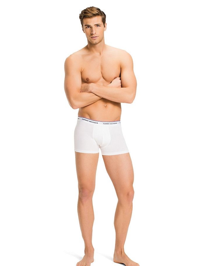 Tommy Hilfiger 3-Pack Stretch Baumwoll Trunks Unterwäsche Herren Weiß | AT521SKCQ