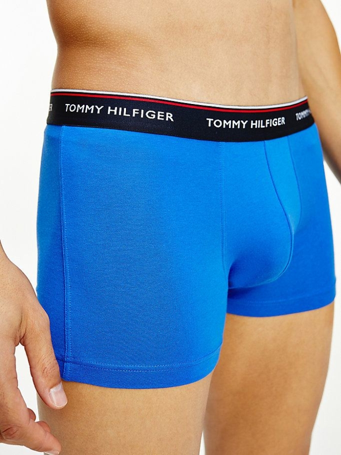 Tommy Hilfiger 3-Pack Stretch Baumwoll Trunks Unterwäsche Herren Blau | AT672BFJP