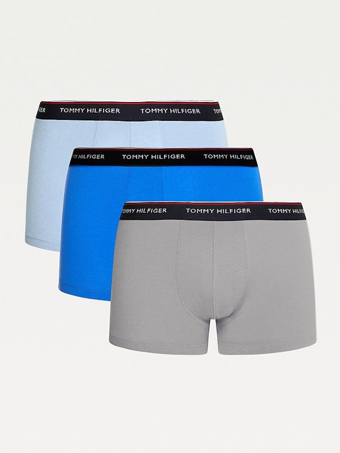 Tommy Hilfiger 3-Pack Stretch Baumwoll Trunks Unterwäsche Herren Blau | AT672BFJP