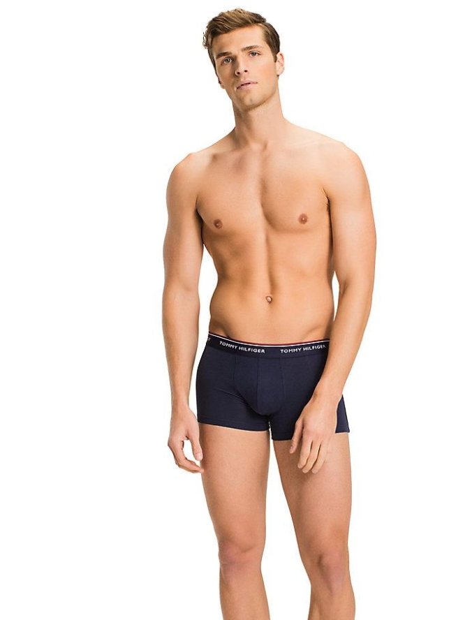 Tommy Hilfiger 3-Pack Stretch Baumwoll Trunks Unterwäsche Herren Navy | AT851RJBP