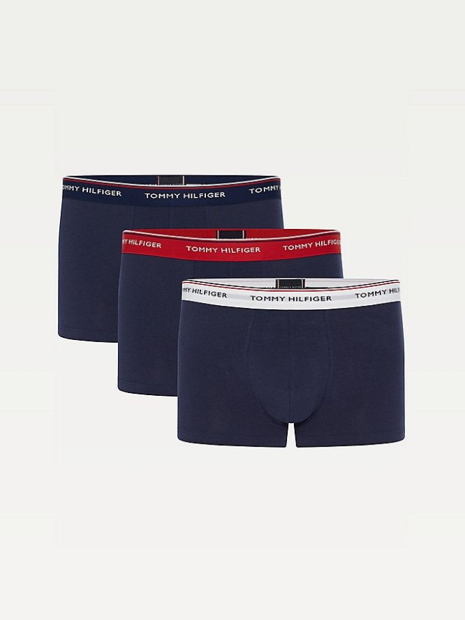 Tommy Hilfiger 3-Pack Stretch Baumwoll Trunks Unterwäsche Herren Mehrfarbig Navy | AT896VQHN