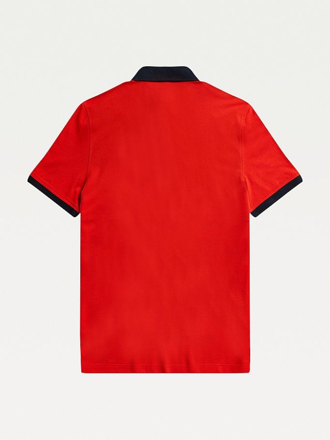 Tommy Hilfiger Adaptive Baumwoll Flag Custom Fit Polo Shirts Herren Rot | AT658CWRF