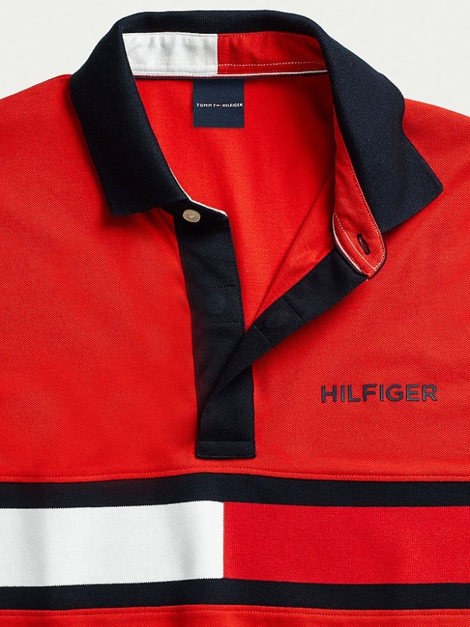 Tommy Hilfiger Adaptive Baumwoll Flag Custom Fit Polo Shirts Herren Rot | AT658CWRF