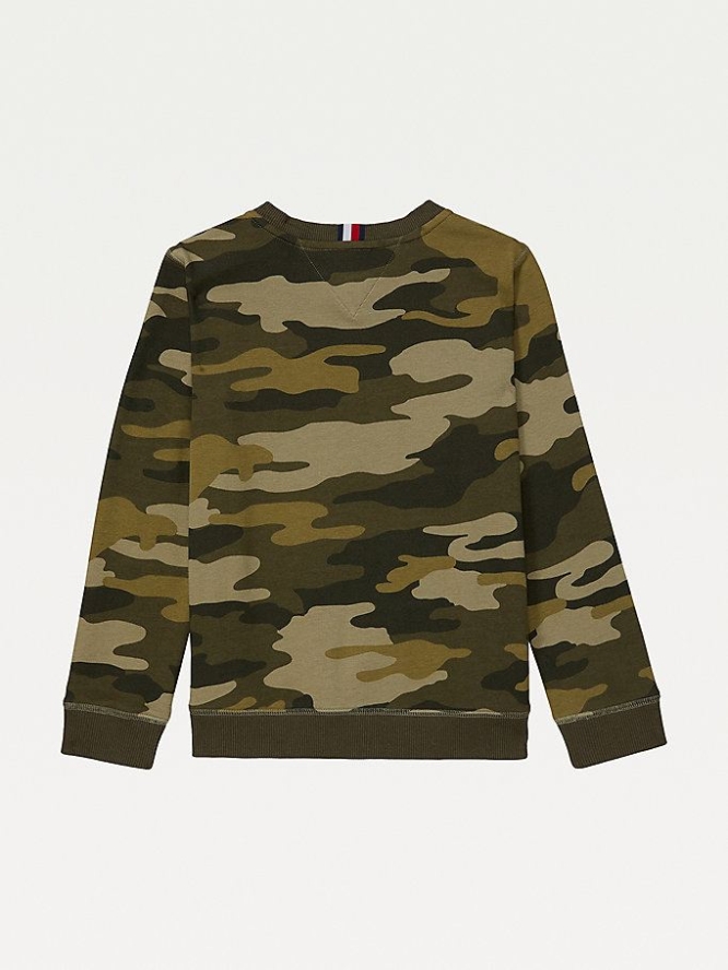 Tommy Hilfiger Adaptive Camo Print Sweatshirts Kinder Grün | AT493ACNL