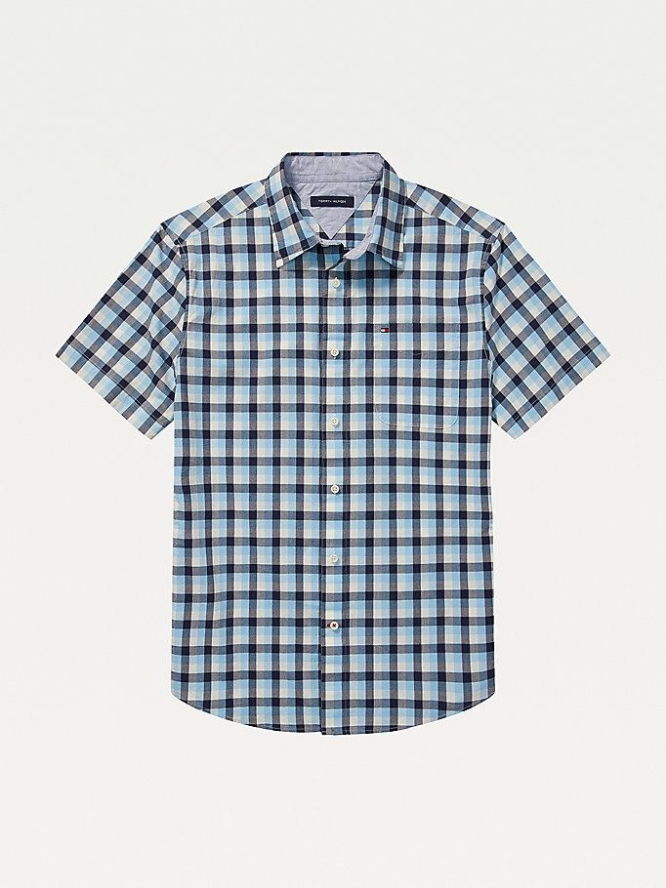 Tommy Hilfiger Adaptive Check Stretch Custom Fit Hemd Herren Blau | AT281LRUQ