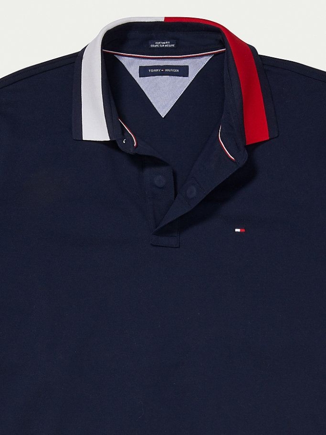 Tommy Hilfiger Adaptive Contrast Collar Custom Fit Polo Shirts Herren Dunkelblau | AT321WPBR