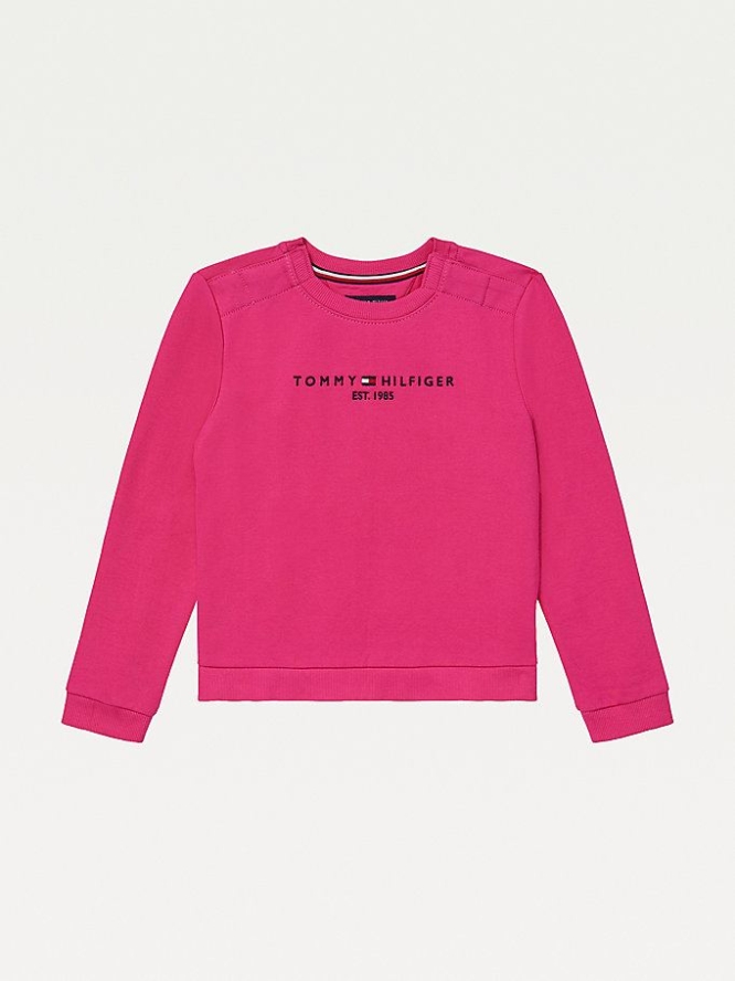 Tommy Hilfiger Adaptive Crew Neck Sweatshirts Kinder Rosa | AT268TFIP