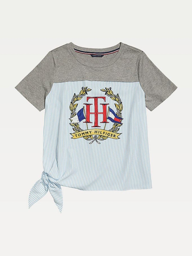 Tommy Hilfiger Adaptive Knit Logo T-shirts Damen Grau | AT219YFBM