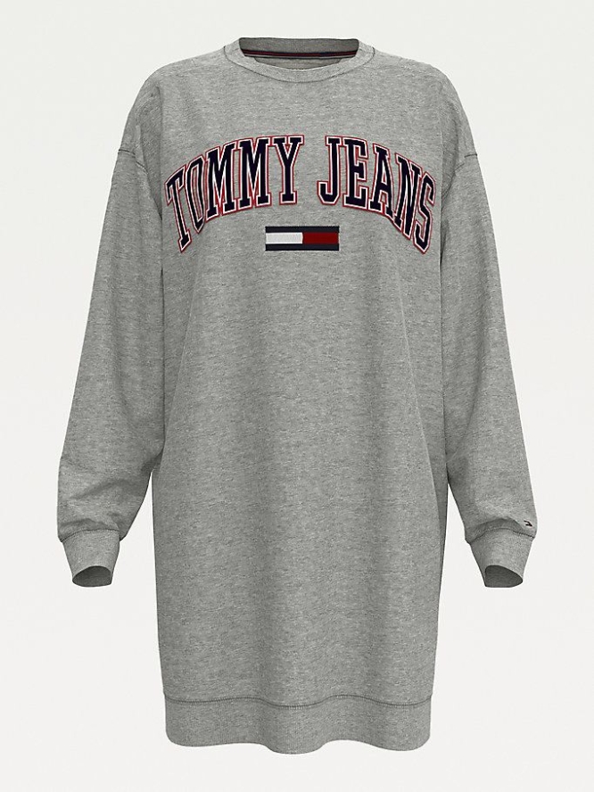 Tommy Hilfiger Adaptive Logo Kleider Damen Grau | AT479IHZM