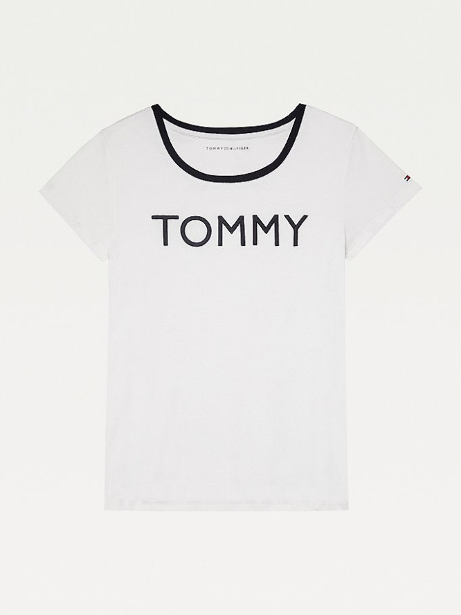 Tommy Hilfiger Adaptive Logo T-shirts Damen Weiß | AT192BFRG