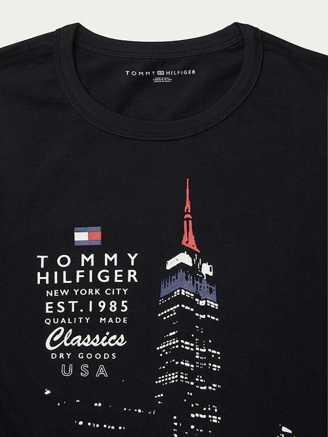 Tommy Hilfiger Adaptive New York City Logo T-shirts Herren Schwarz | AT153EPZS