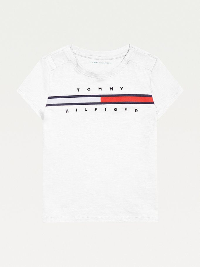 Tommy Hilfiger Adaptive Pure Baumwoll Logo T-shirts Kinder Weiß | AT295ABVK