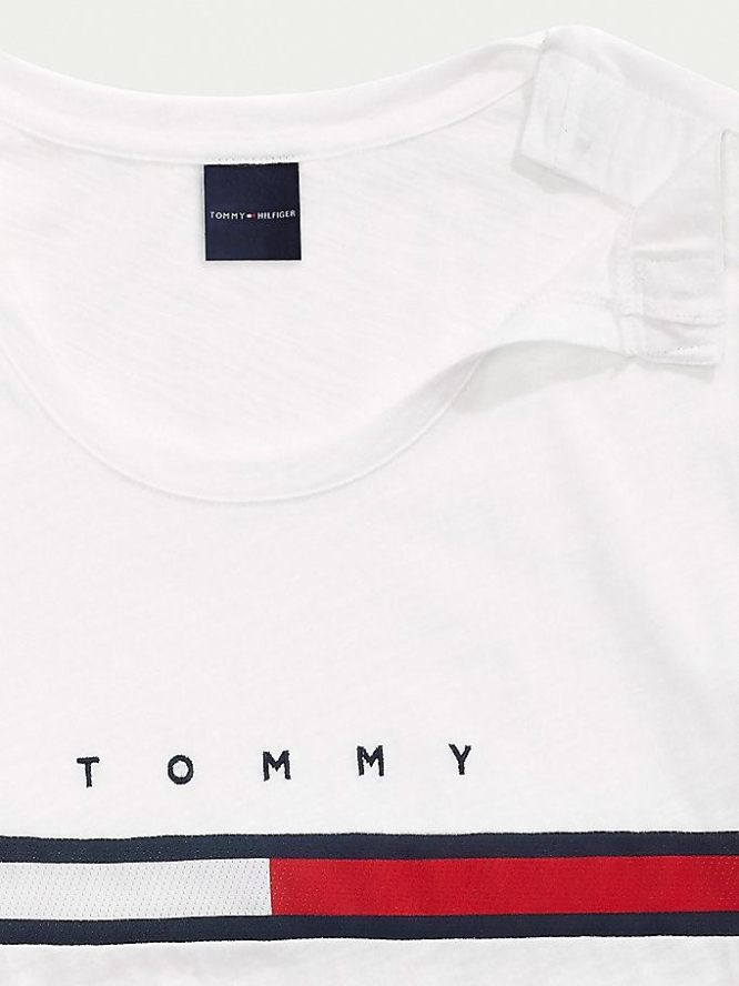 Tommy Hilfiger Adaptive Pure Baumwoll Logo T-shirts Damen Weiß Mehrfarbig | AT780FAIM