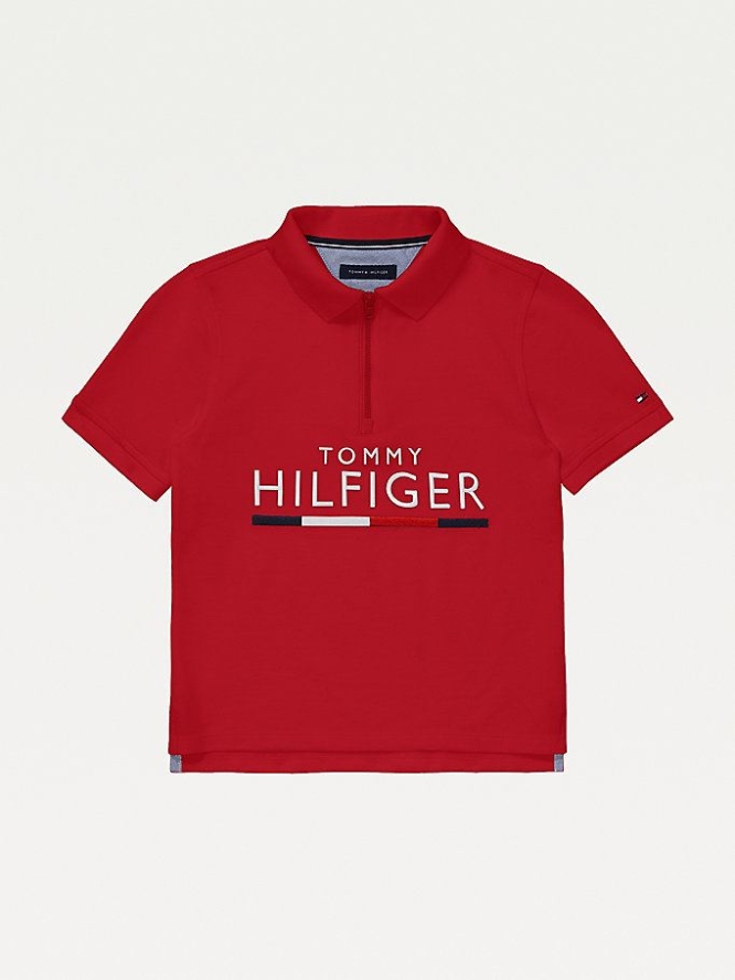 Tommy Hilfiger Adaptive Pure Baumwoll Polo Shirts Kinder Rot | AT269LOQE