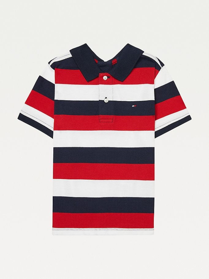 Tommy Hilfiger Adaptive Seated Fit Stripe Polo Shirts Kinder Dunkelblau | AT269SREC