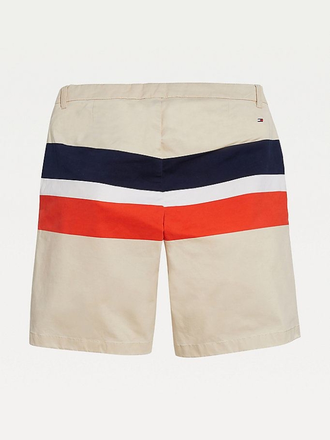 Tommy Hilfiger Adaptive Seated Fit Stripe Stretch Baumwoll Kurze Hose Herren Khaki | AT426BRNO