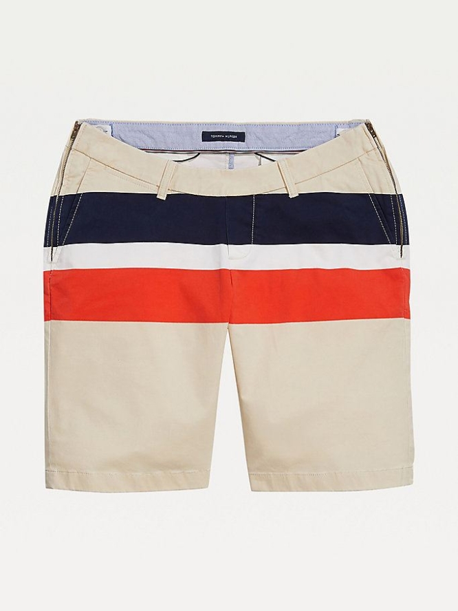 Tommy Hilfiger Adaptive Seated Fit Stripe Stretch Baumwoll Kurze Hose Herren Khaki | AT426BRNO