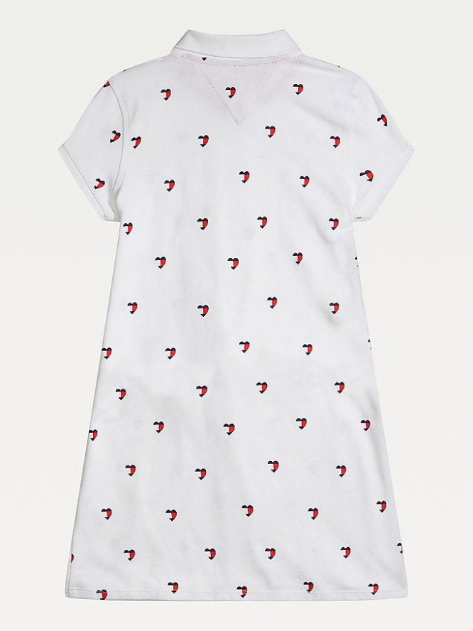 Tommy Hilfiger Adaptive Signature Heart Print Kleider Kinder Weiß | AT190GUIV