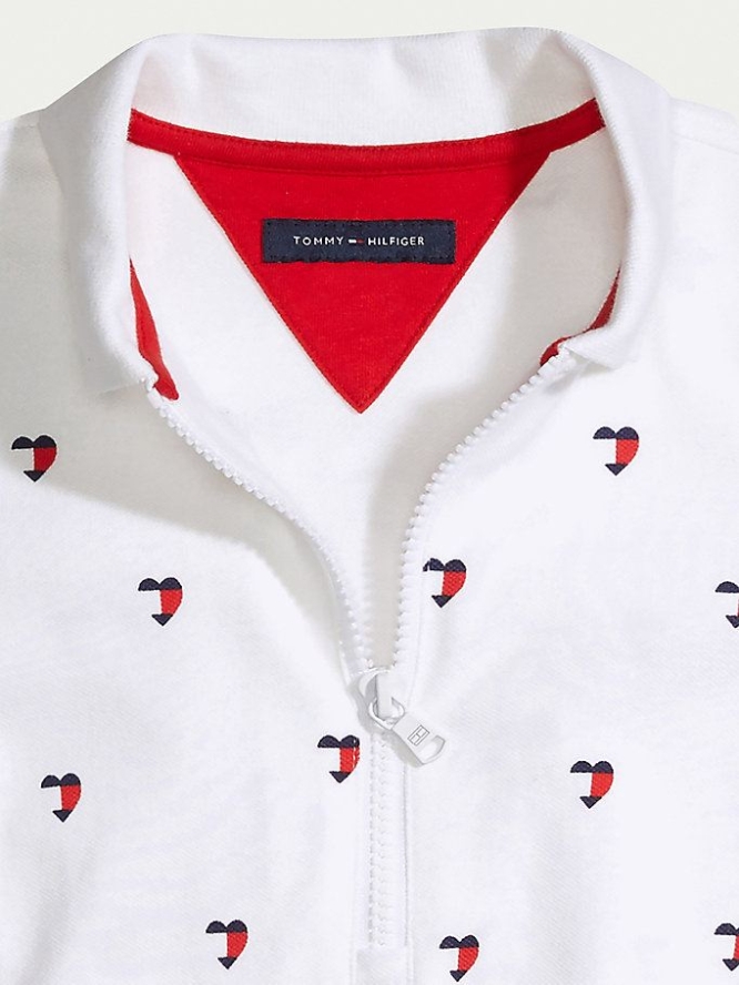 Tommy Hilfiger Adaptive Signature Heart Print Kleider Kinder Weiß | AT190GUIV