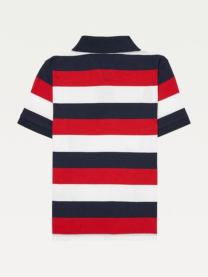 Tommy Hilfiger Adaptive Stripe Polo Shirts Kinder Dunkelblau | AT082IXLM