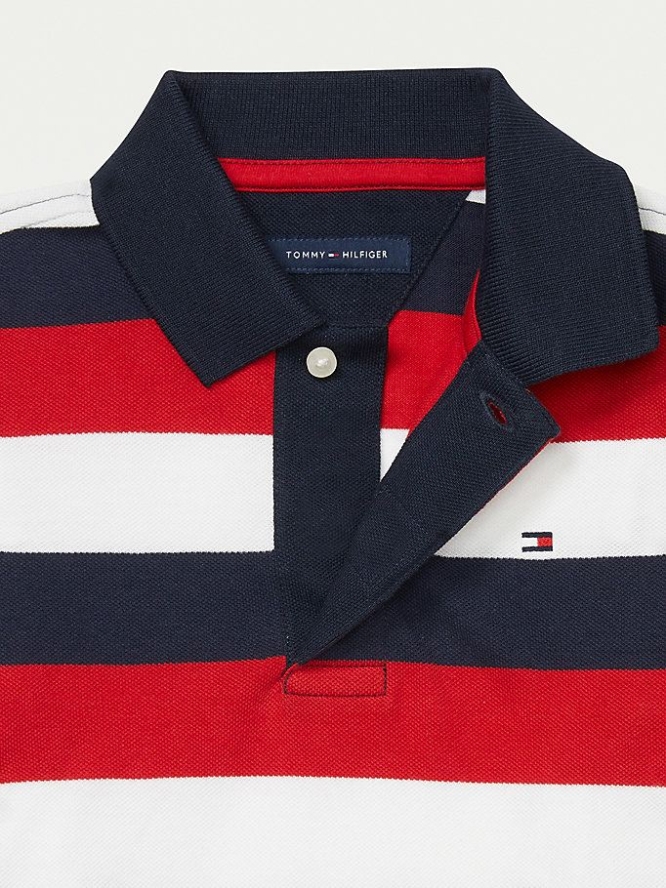 Tommy Hilfiger Adaptive Stripe Polo Shirts Kinder Dunkelblau | AT082IXLM